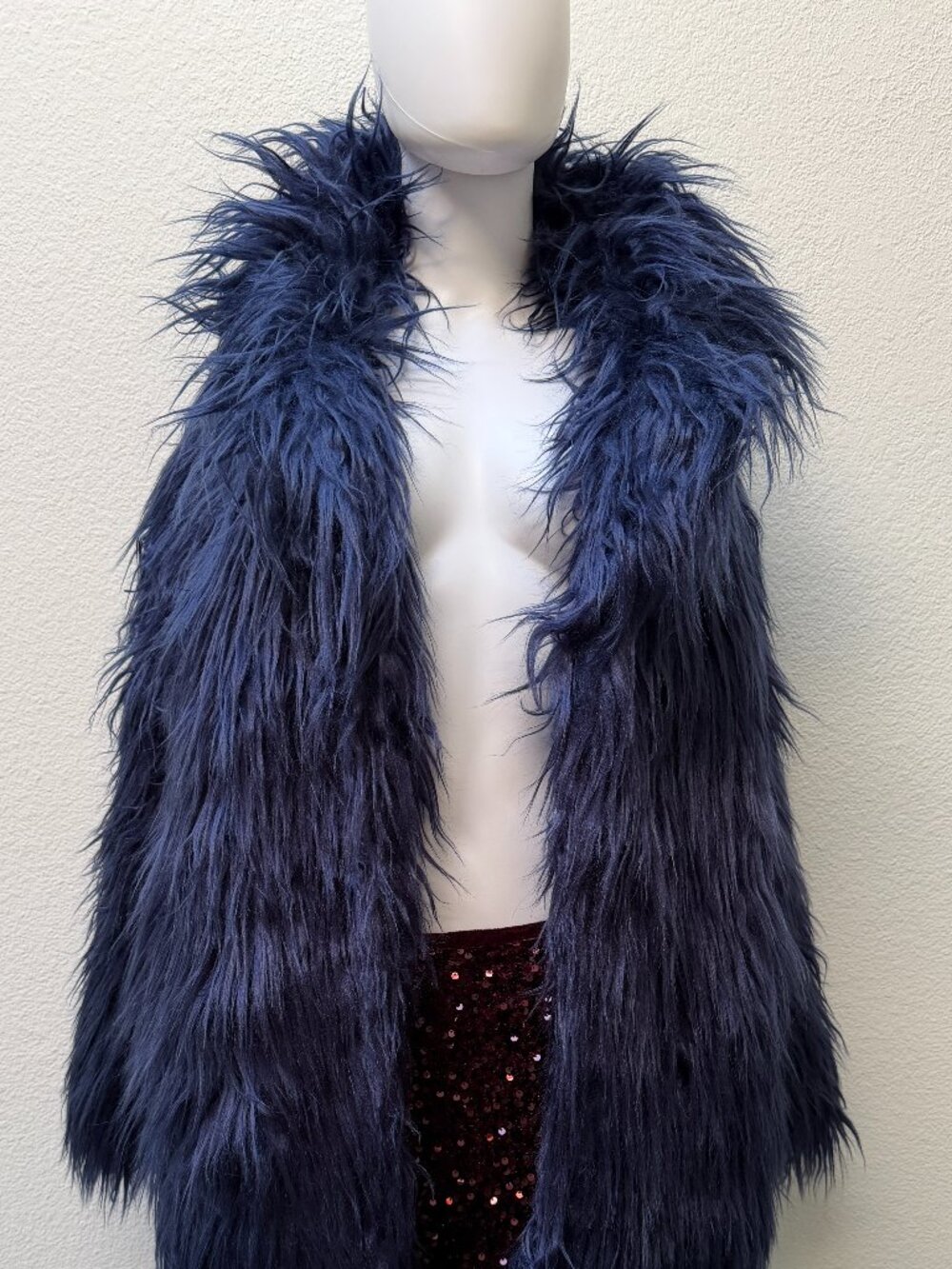NWT WOW Azalea Wang Dark Blue Faux Fur Jacket - L/XL - Picture 5 of 16